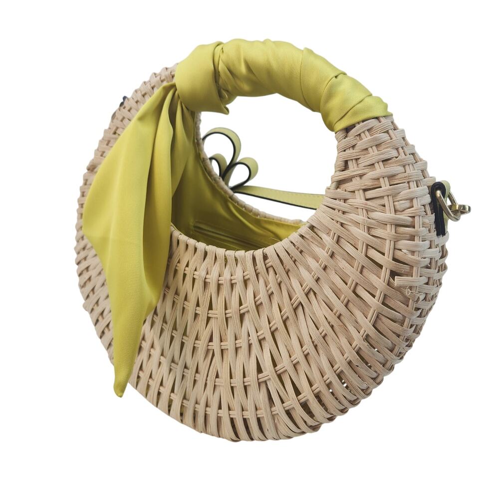 NEW Yellow/Gold Scoop NYC Straw Crescent Crossbody Purse/bag